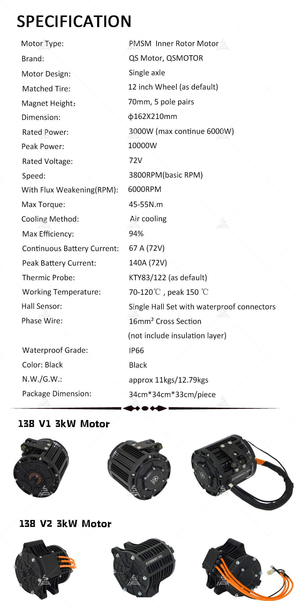 Zestaw silnika QS138 3000W V1  – Mid Drive Motor Kit 72V 3000W recenzja i cena